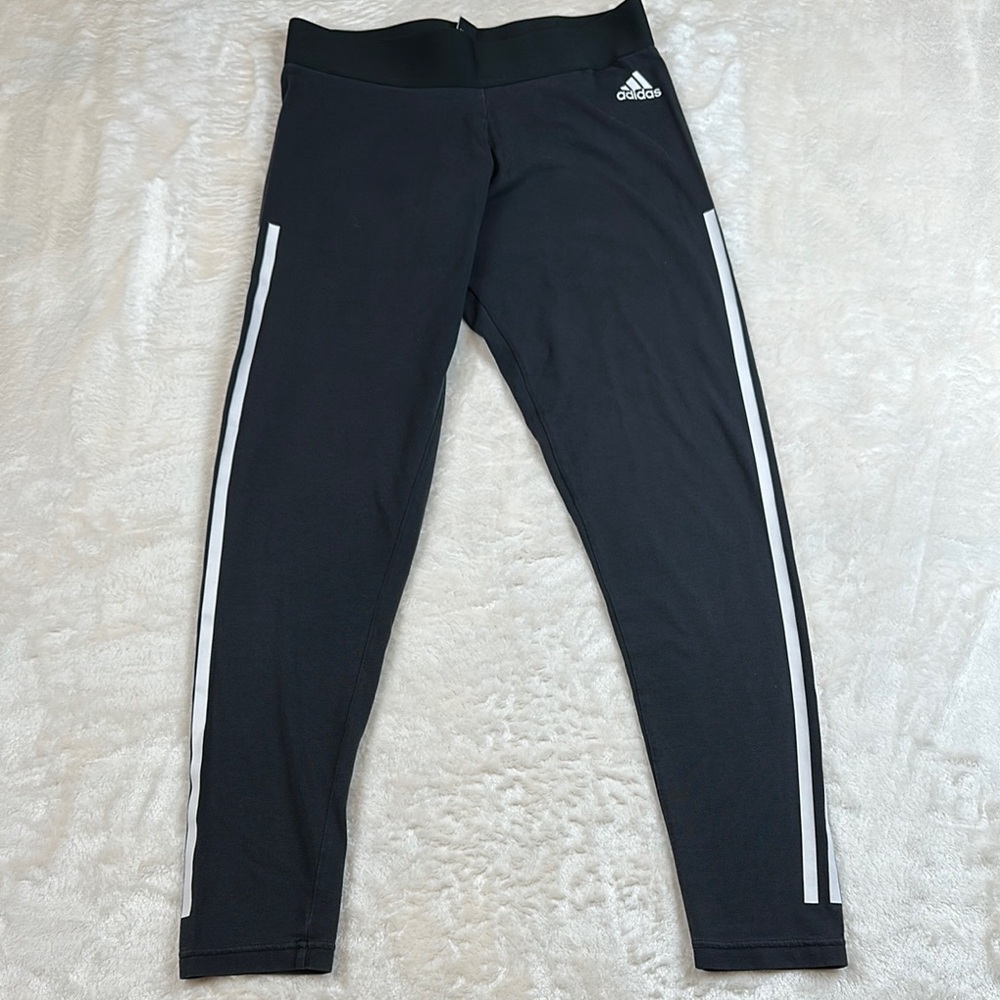 Adidas Black and White 3-Stripe Leggings